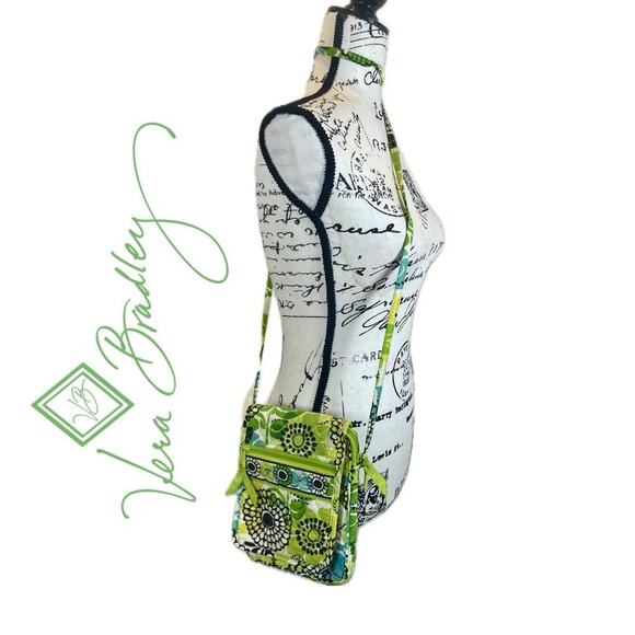 VERA BRADLEY MINI HIPSTER CROSSBODY BAG FLORAL LIME GREEN BOHO QUILTED VERSATILE - Picture 1 of 15